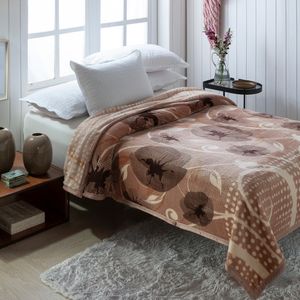 Cobertor Casal Dyuri Plus Com Cinta Nilo Poliéster Bege 180x220cm - Jolitex