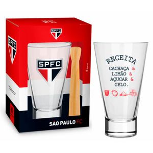 Conjunto Para Caipirinha Long Com Copo E Socador São Paulo 2 Peças 12630 - Brasfoot