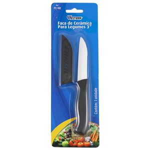 Faca de Legumes Cerâmica Cabo Plástico Pp Sortido 16,5cm FC181 - Western