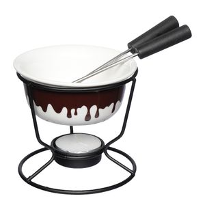 Conjunto Fondue Willy Porcelana Aço Inox Preto 5 Peças - Hauskraft
