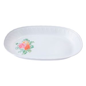 Travessa Oval Floralis Melamina Branca 34x23x5,5cm - honeyhome