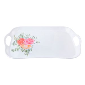 Bandeja Retangular Floralis Melamina Branca 36,3x25,2x2,2cm - honeyhome