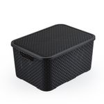 Caixa_Multiuso_Com_Tampa_Plástico_Rattan_Preto_18_Litros_Ref.CR1906_Monte_Libano