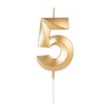 Vela_Design_Número_5_Dourada_-_Silver_Plastic