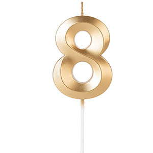 Vela Design Número 8 Dourada - Silver Plastic