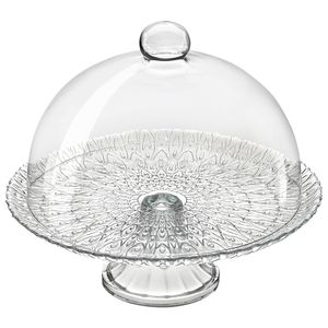 Conjunto Boleira Pluma Com Pé Vidro Reciclado Transparente 30x32cm - Vitazza