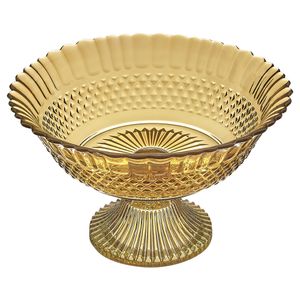 Centro de Mesa Dia Com Pé Vidro Reciclado Translúcido Âmbar 15x24cm - Vitazza
