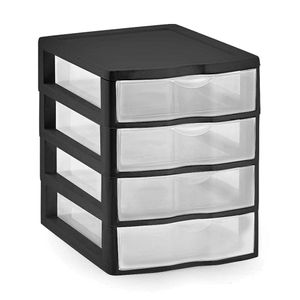 Gaveteiro Pequeno 4 Gavetas Plástico Preto 22,5x21x18cm - Nitron