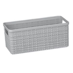 Cesto Juta Alongado P Plástico Cinza 8,7x9,9x20,6cm - Nitron