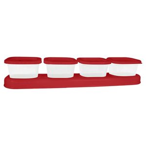 Kit Porta Temperos Plástico Vermelho 4 Peças 14,4x7,3cm - Keita