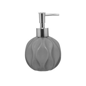 Porta Sabonete Líquido Cerâmica Phuket Cinza 300ml - Etilux