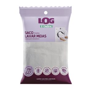 Saco Para Lavar Meias Log Poliéster Branco 15x38cm - Ordene