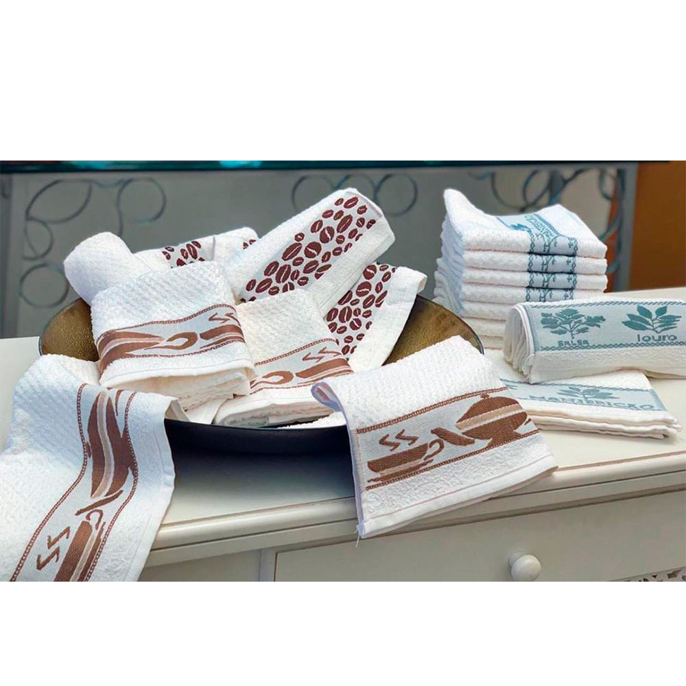 Pano Copa Jacquard Gourmet Barrado Estampas Sortidas 48x70cm