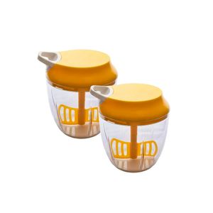 Kit 2 Processadores Manuais de Alimentos 800ml Plástico 5 Lâminas Aço Inox Amarelo 15x14cm - honeyhome