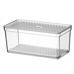 Organizador de Geladeira G Com Grade Plástico Transparente 30x15x13cm - Crippa