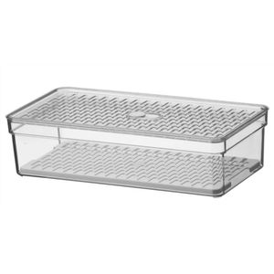 Organizador de Geladeira M Com Grade Plástico Transparente 30x15x7cm - Crippa
