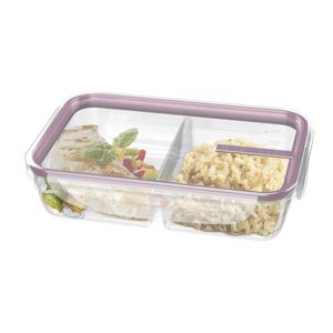 Pote Hermético Freshy Retangular Com Divisória Trava Click Plástico Detalhe Açaí 730ml - Sanremo