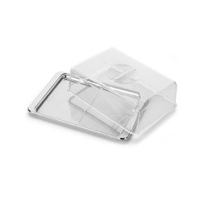 Porta Frios Com Divisória Pop Inox Com Tampa Plástica Transparente 5,5x18,5x27cm - Metal Forma