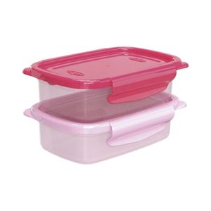 Conjunto Potes Raso Tampa Com Trava Plástico Degradê Rosa 270ml 2 Peças - Nitron