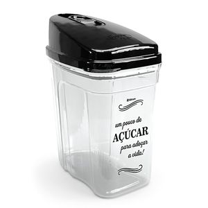 Açucareiro 836ml Com Tampa Preta Plástico 7,9x12x15,7cm - Nitron