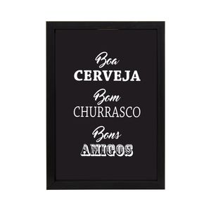 Quadro Porta Tampinha Preto Fundo Black Boa Cerveja  32x22cm - Vipa