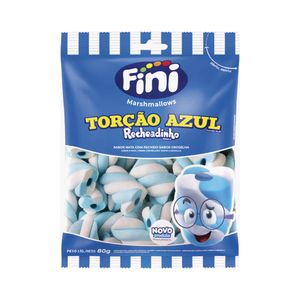 Marshmallow Torção Azul Recheadinho Sabor Groselha 80g 10541 - Fini