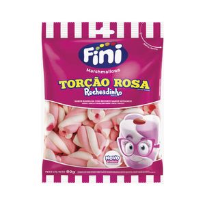 Marshmallow Torção Rosa Recheadinho Sabor Morango 80g 10542 - Fini