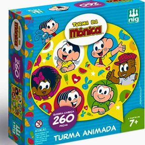 Jogo Quebra Cabeça Turma da Mônica Turma Animada Colorido 260 Peças - Nig Brinquedos