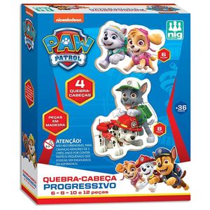 Quebra Cabeça Progressivo Patrulha Canina Em Madeira Colorido - Nig Brinquedos