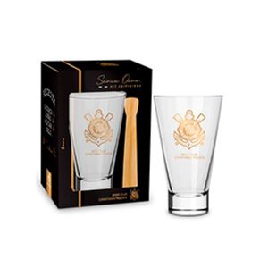 Conjunto Para Caipirinha Long (copo E Socador) Corinthians 2 Peças 11726 - Brasfoot