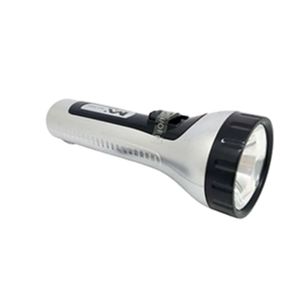 Lanterna Recarregável Prata Com Detalhes Em Preto Bivolt 18x6cm -Maxmidia