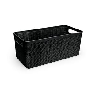 Cesto Eco Juta Alongado Plástico Médio Preto 13,2x11,5x27,7 - Nitron