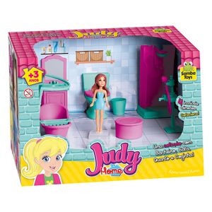 Coleção Judy Banheiro Com Boneca Plástico Colorido - Samba Toys