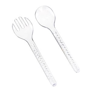 Talheres Para Salada Premium Plástico Cristal Translúcido Com 2 Unidades - Keita