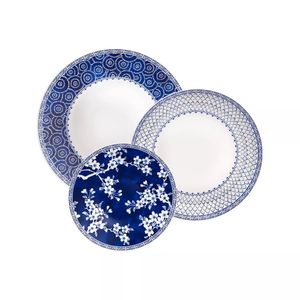 Jogo de Pratos Umeko Porcelana Decorada Azul 18 Peças 96010786 - Tramontina