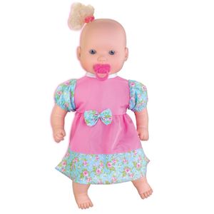 Boneca Tarcila Sons de Bebê Com Chupeta Em Vinil Vestido Rosa 668 - Milk