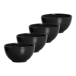 Kit com 4 Bowls C52A Cerâmica Faiança Preto Absoluto 350ml - Alleanza Cerâmica
