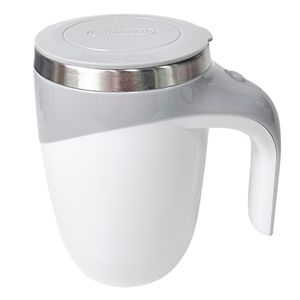 Caneca Mixer Magnética Pilha AAA (Não Inclusas) Abs Tampa Inox Branco com Detalhe Cinza 380ml 4146 - B10