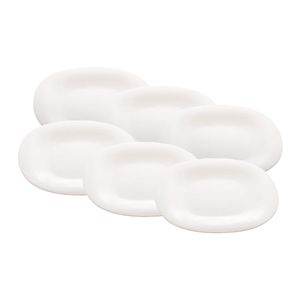 Kit com 6 Pratos Raso Carine Quadrado Branco - Luminac