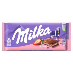 Barra de Chocolate Recheio Cremoso Sabor Iogurte de Morango 100g 101046 - Milka