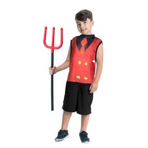 Fantasia Infantil Halloween Diabinho com Tridente Poliéster Vermelho XIS0575 - Toymaster