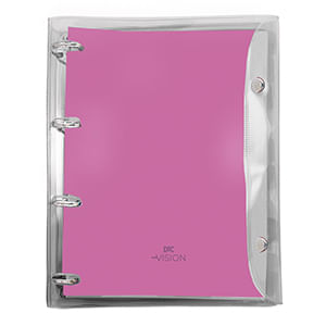 Fichário Colegial Basic Vision Cristal Rosa 192 Folhas 3990 - Dac