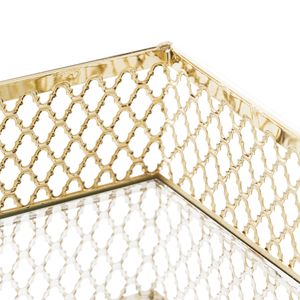 Bandeja de Mesa Barcelona Metal Com Espelho Dourada 21x13x5cm 4548 - Lyor