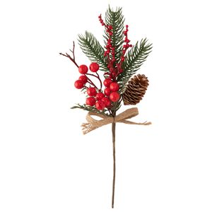 Enfeite Galho Natal G Frutas Vermelhas Pinha Espuma Plástico 8x8x30cm LM1483 - honeyhome