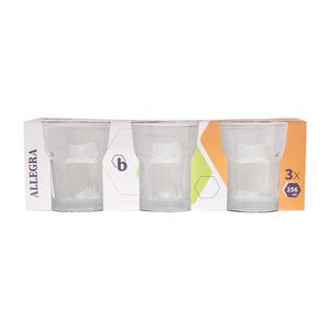 Conjunto Copos Água Allegra 256ml Vidro 3 Peças 8,2x6,3x8,4cm B0412 - bee