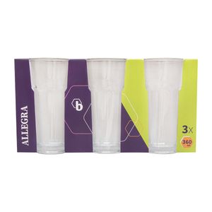 Conjunto Copos Água Allegra 360ml Vidro 3 Peças 7,9x5,7x14,7cm B0413 - bee