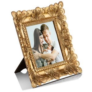 Porta Retrato 10x10 de Mesa Barroco Poliresina Dourado UD359 - Up Home