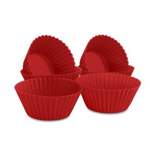 Kit Formas Para Cupcake/ Muffins Silicone Vermelho 6 Peças UD144 - Up Home