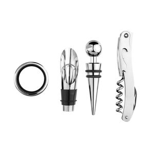 Kit Para Vinho (saca Rolha/ Rolha Inox/ Salva Gotas/ Areador) Inox 4 Peças UD224 - Up Home