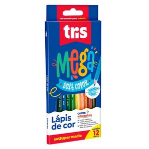 Lápis de Cor Mega Soft Color 12 Cores 684116 - Tris